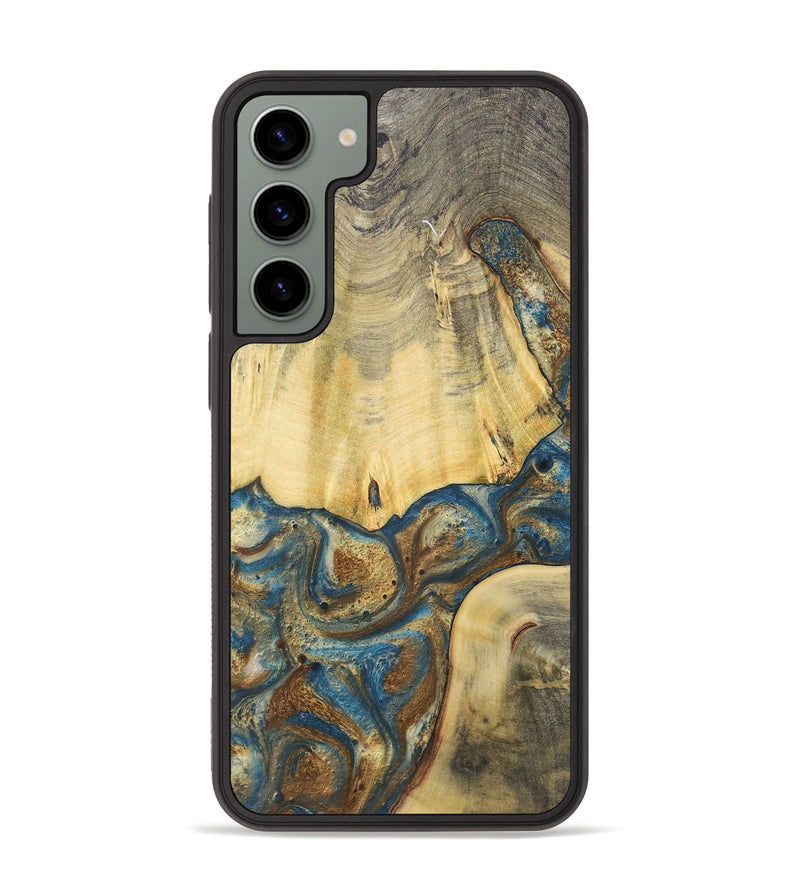 Galaxy S23 Plus Wood+Resin Phone Case - Eliza (Teal & Gold, 718961)