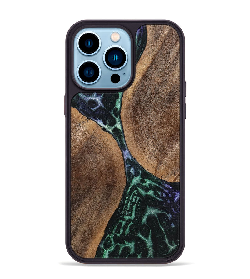 iPhone 14 Pro Max Wood+Resin Phone Case - Bessie (Static, 719056)