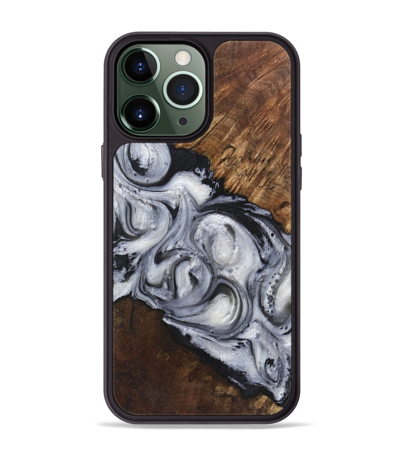 iPhone 13 Pro Max Wood+Resin Phone Case - Royalty (Black & White, 719081)