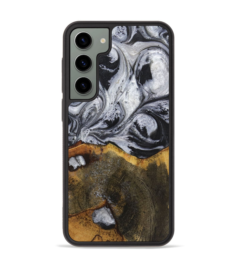 Galaxy S23 Plus Wood+Resin Phone Case - Therese (Black & White, 719082)