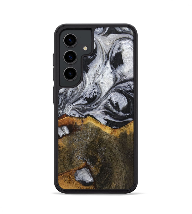 Galaxy S24 Wood+Resin Phone Case - Therese (Black & White, 719082)