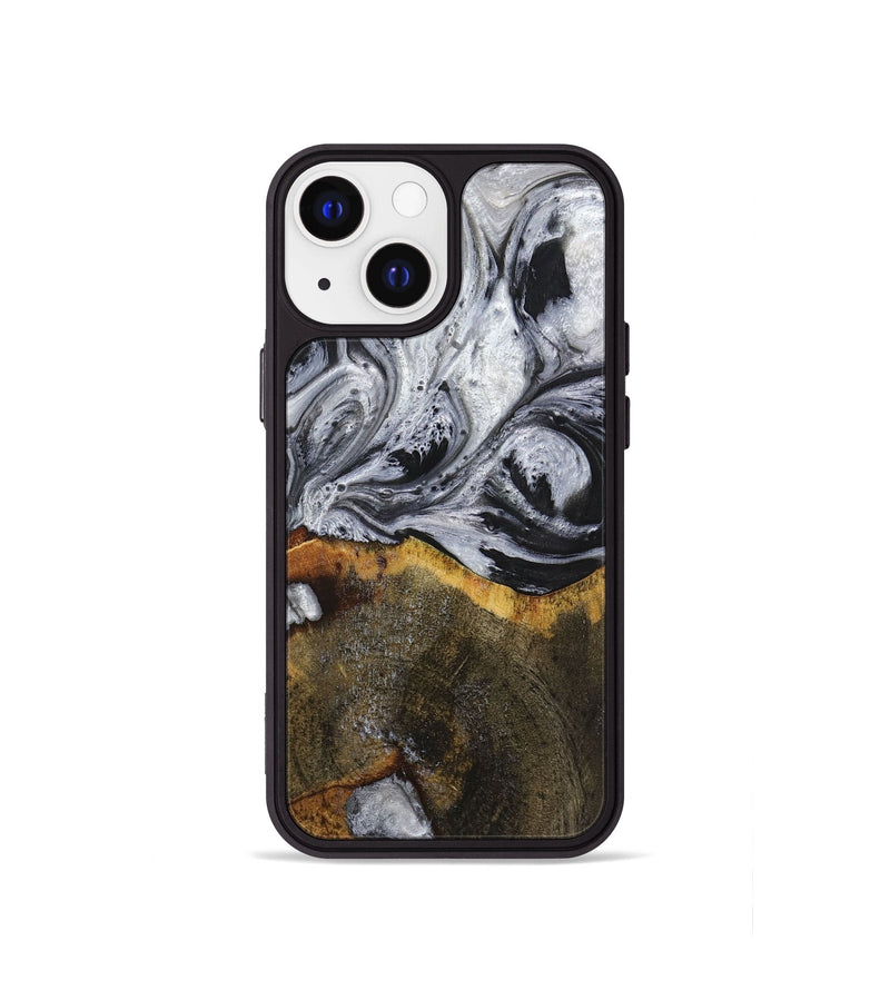 iPhone 13 mini Wood+Resin Phone Case - Therese (Black & White, 719082)