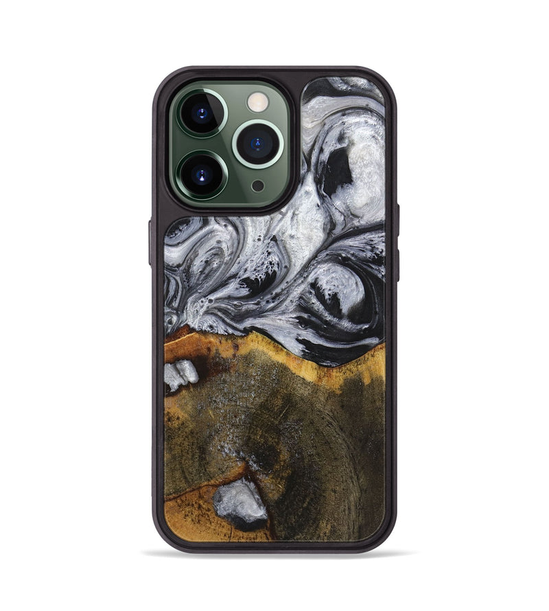 iPhone 13 Pro Wood+Resin Phone Case - Therese (Black & White, 719082)