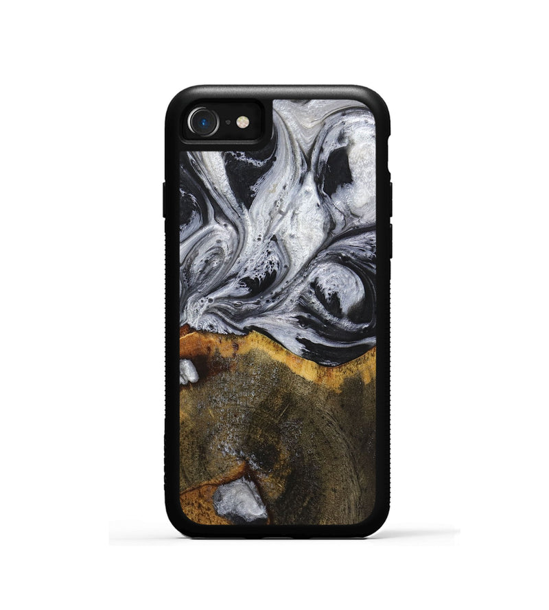 iPhone SE Wood+Resin Phone Case - Therese (Black & White, 719082)