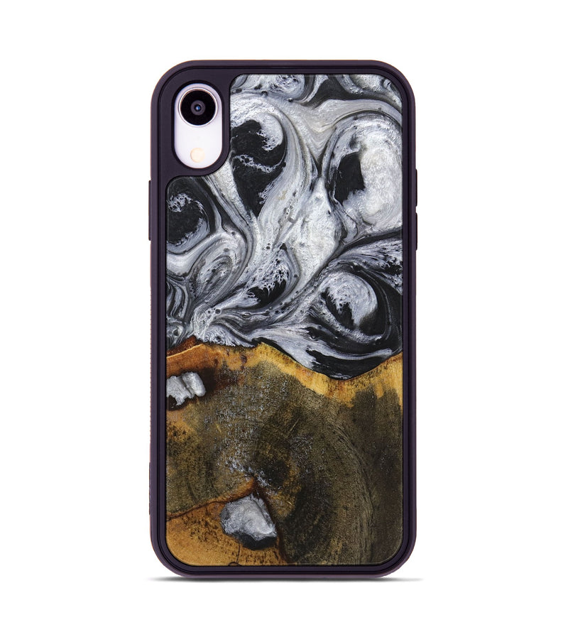 iPhone Xr Wood+Resin Phone Case - Therese (Black & White, 719082)