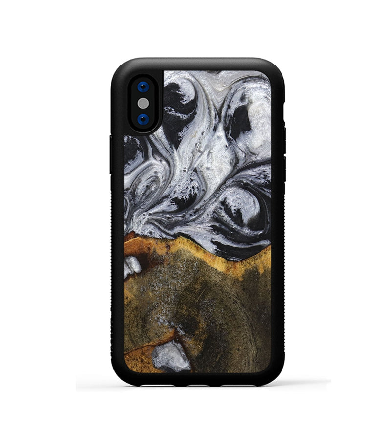 iPhone Xs Wood+Resin Phone Case - Therese (Black & White, 719082)