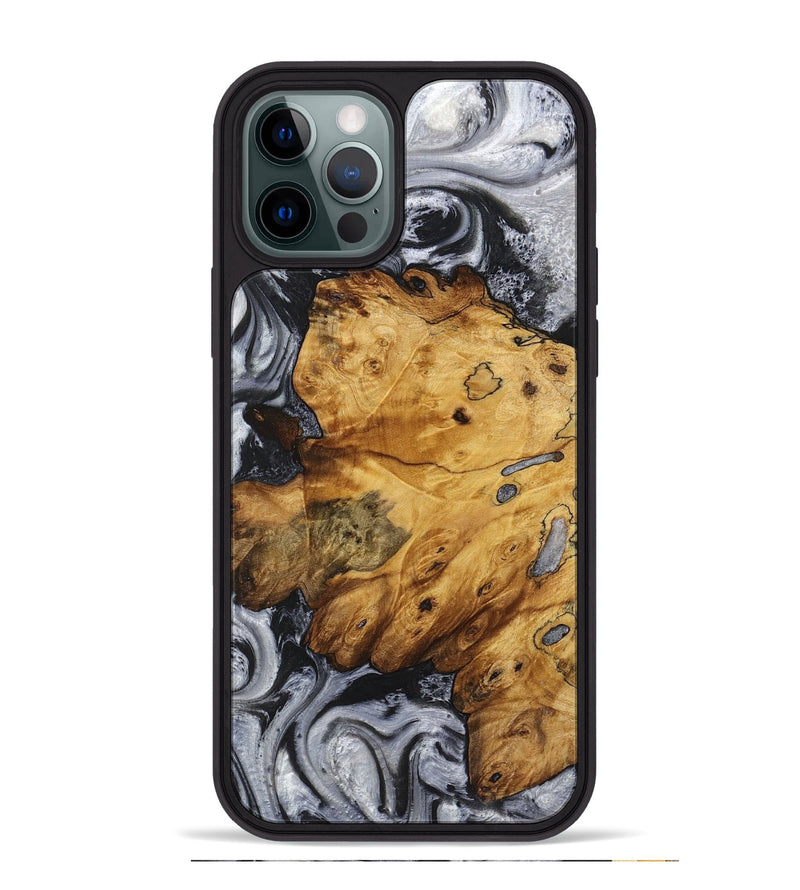 iPhone 12 Pro Max Wood+Resin Phone Case - Tim (Black & White, 719084)