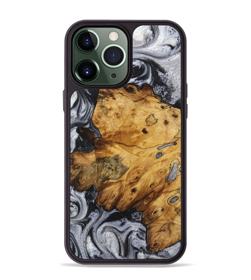 iPhone 13 Pro Max Wood+Resin Phone Case - Tim (Black & White, 719084)