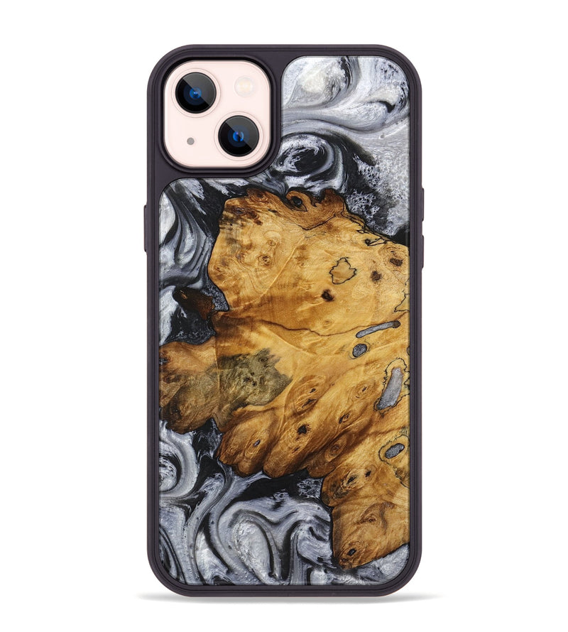 iPhone 14 Plus Wood+Resin Phone Case - Tim (Black & White, 719084)