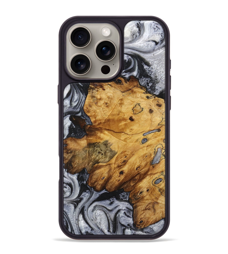 iPhone 16 Pro Max Wood+Resin Phone Case - Tim (Black & White, 719084)