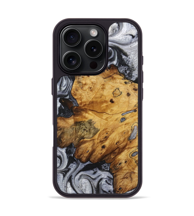 iPhone 16 Pro Wood+Resin Phone Case - Tim (Black & White, 719084)