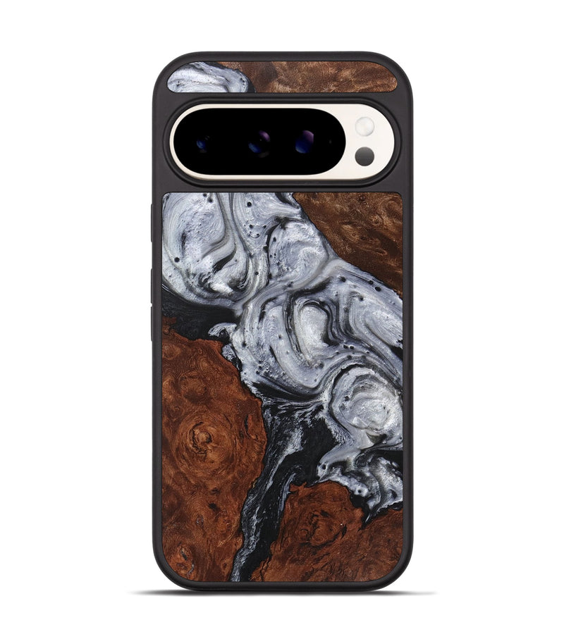 Pixel 9 Pro Wood+Resin Phone Case - Charity (Black & White, 719087)