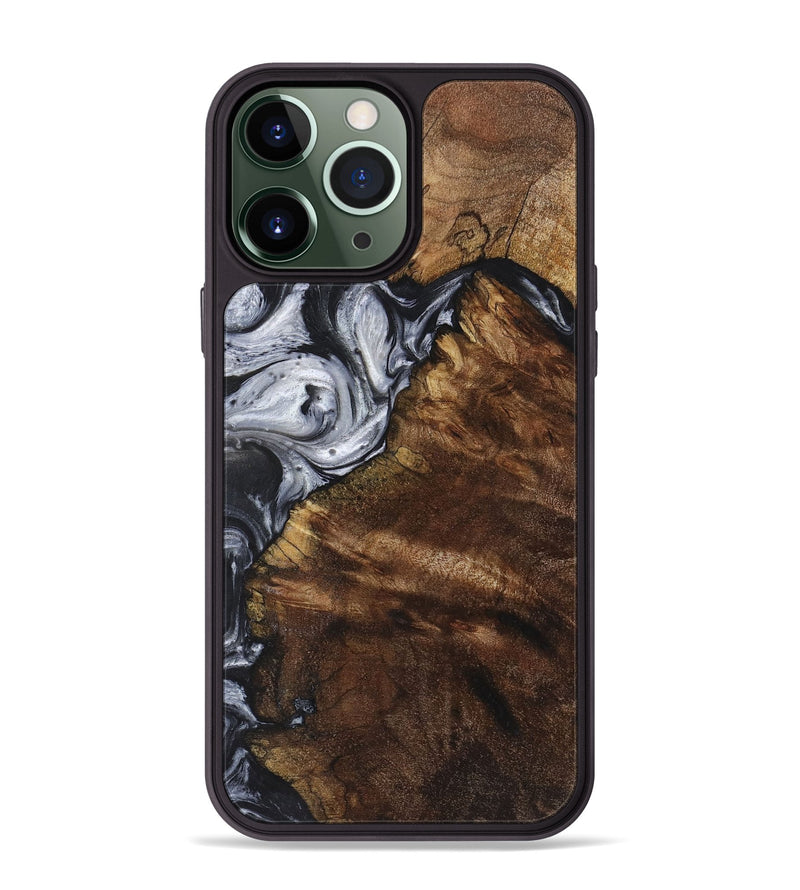 iPhone 13 Pro Max Wood+Resin Phone Case - Londyn (Black & White, 719088)