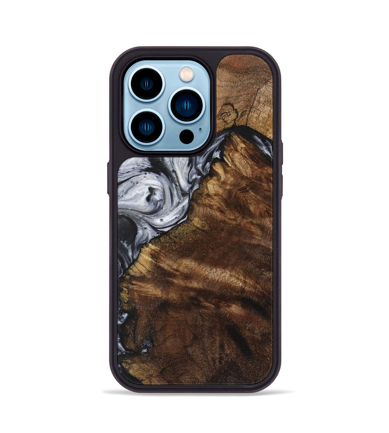 iPhone 14 Pro Wood+Resin Phone Case - Londyn (Black & White, 719088)