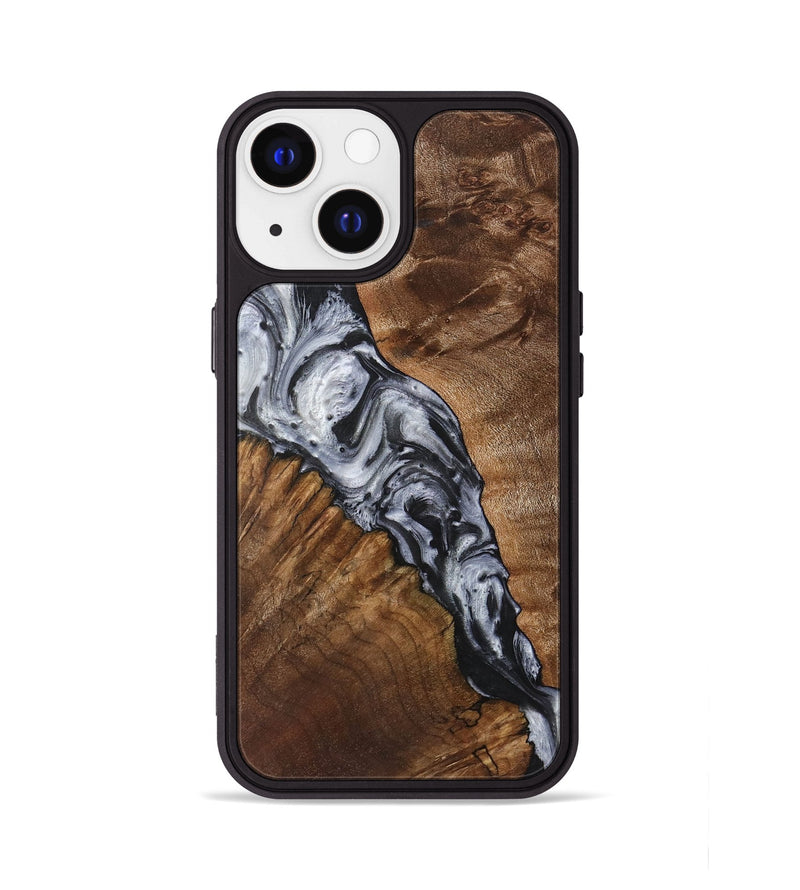 iPhone 13 Wood+Resin Phone Case - Elsa (Black & White, 719089)