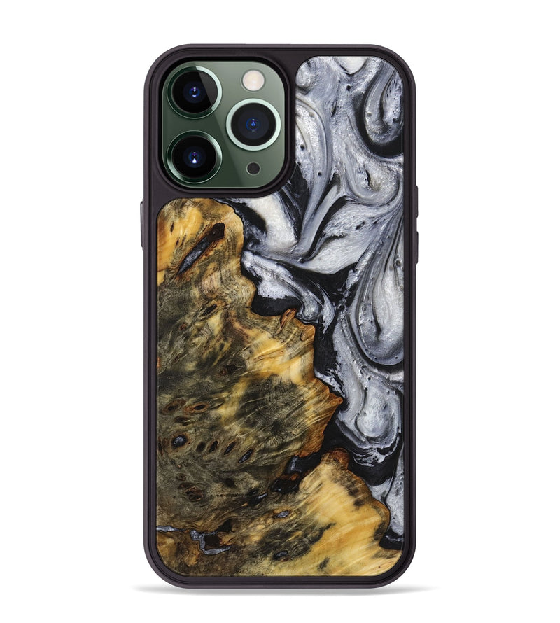 iPhone 13 Pro Max Wood+Resin Phone Case - Ellie (Black & White, 719090)