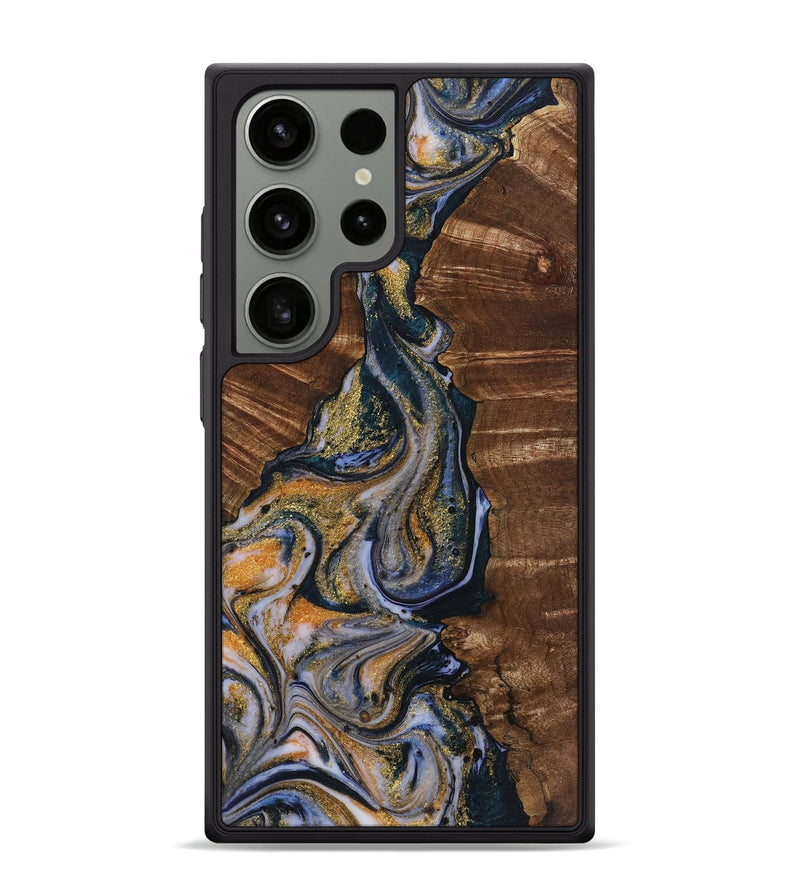 Galaxy S24 Ultra Wood+Resin Phone Case - Edgar (Teal & Gold, 719109)