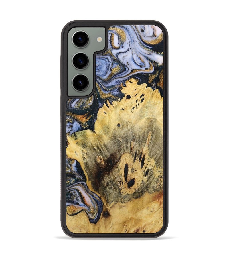 Galaxy S23 Plus Wood+Resin Phone Case - Carson (Teal & Gold, 719111)