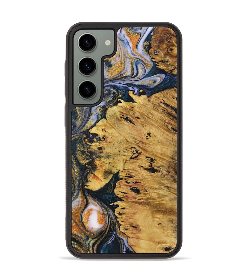 Galaxy S23 Plus Wood+Resin Phone Case - Gilbert (Teal & Gold, 719112)