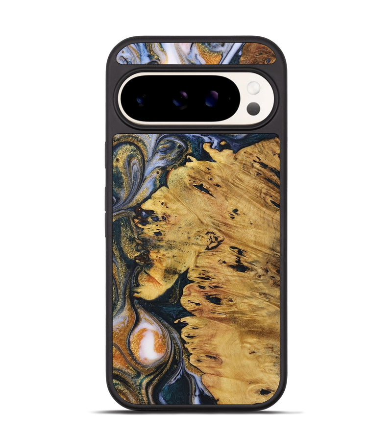 Pixel 9 Wood+Resin Phone Case - Gilbert (Teal & Gold, 719112)