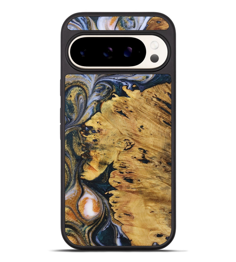 Pixel 9 Pro XL Wood+Resin Phone Case - Gilbert (Teal & Gold, 719112)