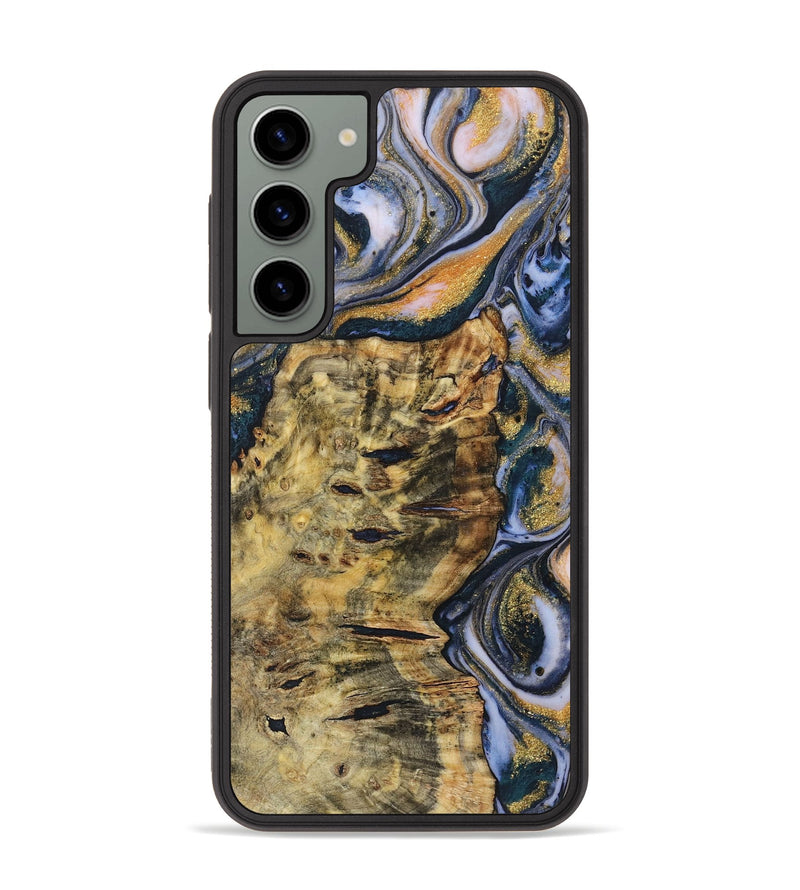 Galaxy S23 Plus Wood+Resin Phone Case - Paige (Teal & Gold, 719115)