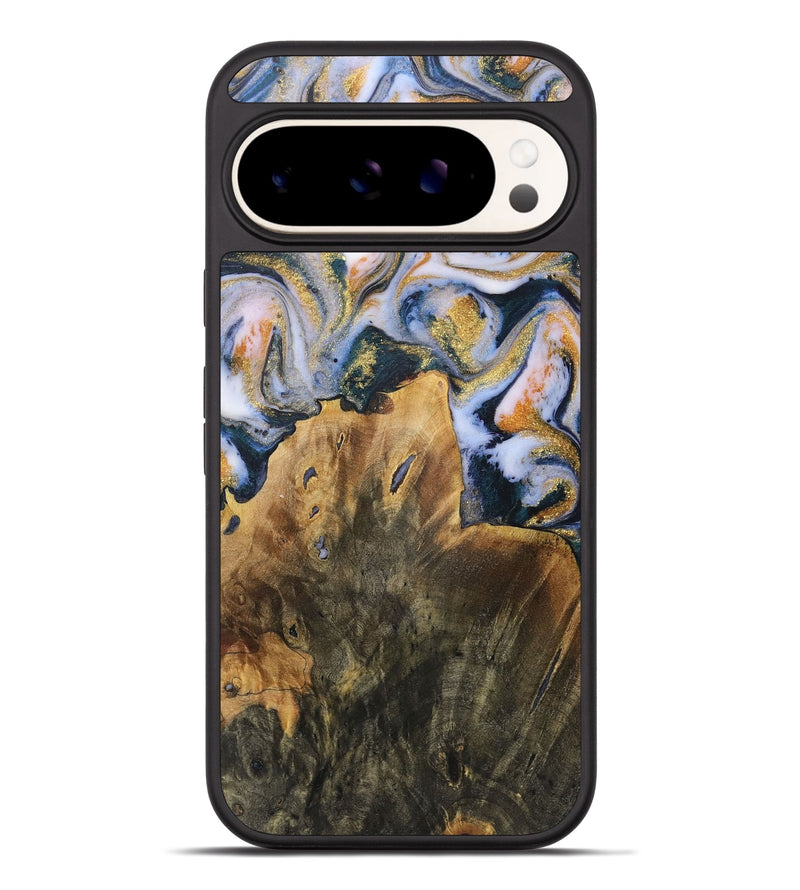 Pixel 9 Pro XL Wood+Resin Phone Case - Candace (Teal & Gold, 719116)