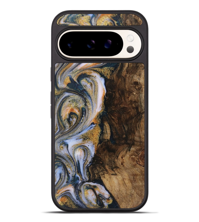 Pixel 9 Pro XL Wood+Resin Phone Case - Danna (Teal & Gold, 719117)