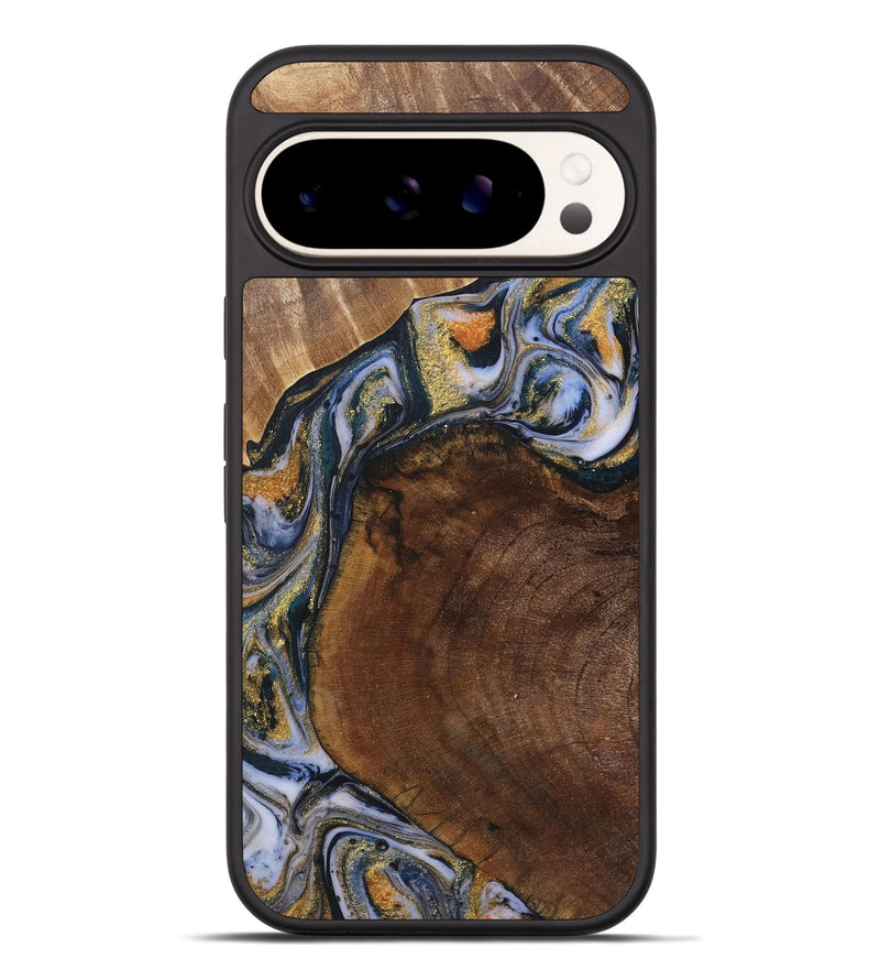 Pixel 9 Pro XL Wood+Resin Phone Case - Doreen (Teal & Gold, 719119)