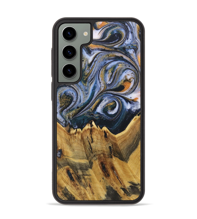 Galaxy S23 Plus Wood+Resin Phone Case - Sue (Teal & Gold, 719121)