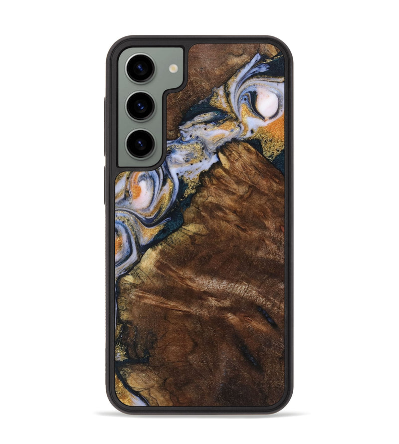 Galaxy S23 Plus Wood+Resin Phone Case - Kailani (Teal & Gold, 719124)