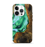 iPhone 15 Pro Wood+Resin Live Edge Phone Case - Avery (Green, 719292)