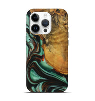 iPhone 15 Pro Wood+Resin Live Edge Phone Case - Mya (Green, 719293)