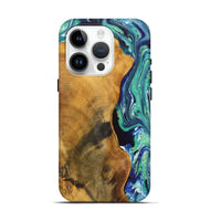 iPhone 15 Pro Wood+Resin Live Edge Phone Case - Kassidy (Green, 719302)