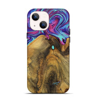 iPhone 14 Wood+Resin Live Edge Phone Case - Gwendolyn (Purple, 719303)