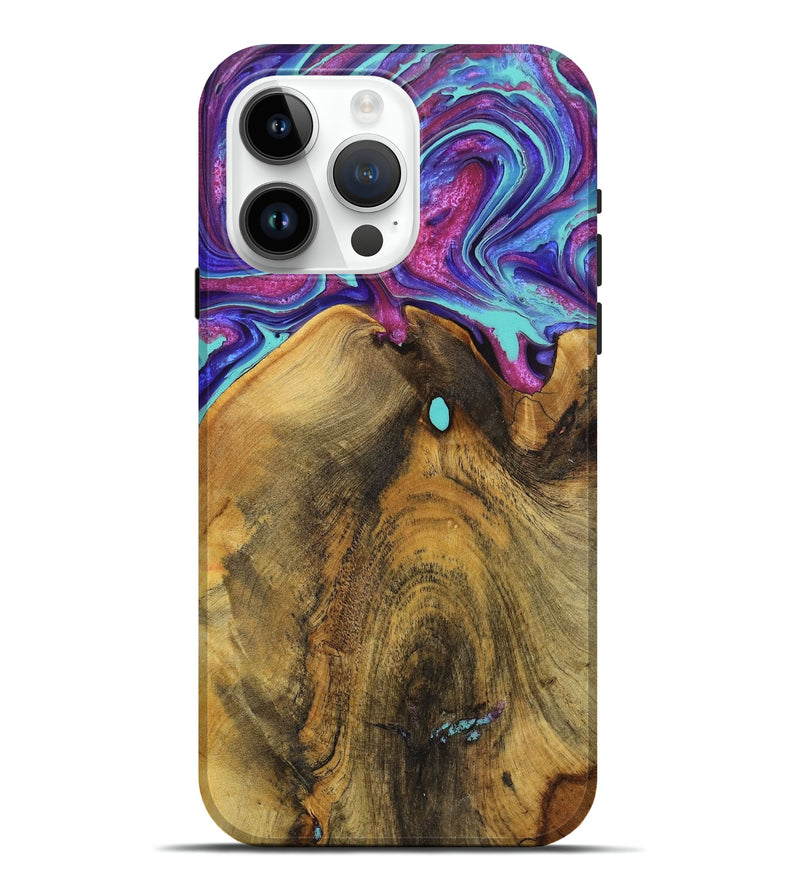 iPhone 15 Pro Max Wood+Resin Live Edge Phone Case - Gwendolyn (Purple, 719303)