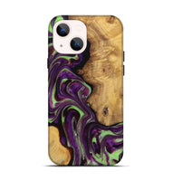 iPhone 14 Wood+Resin Live Edge Phone Case - Mario (Purple, 719304)