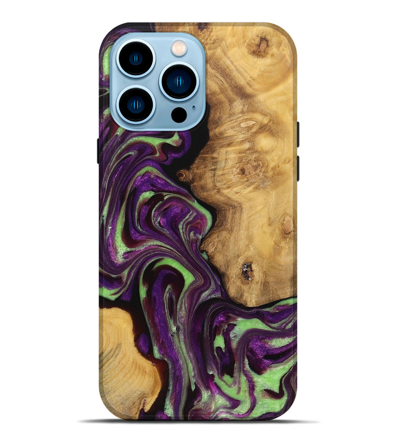 iPhone 14 Pro Max Wood+Resin Live Edge Phone Case - Mario (Purple, 719304)