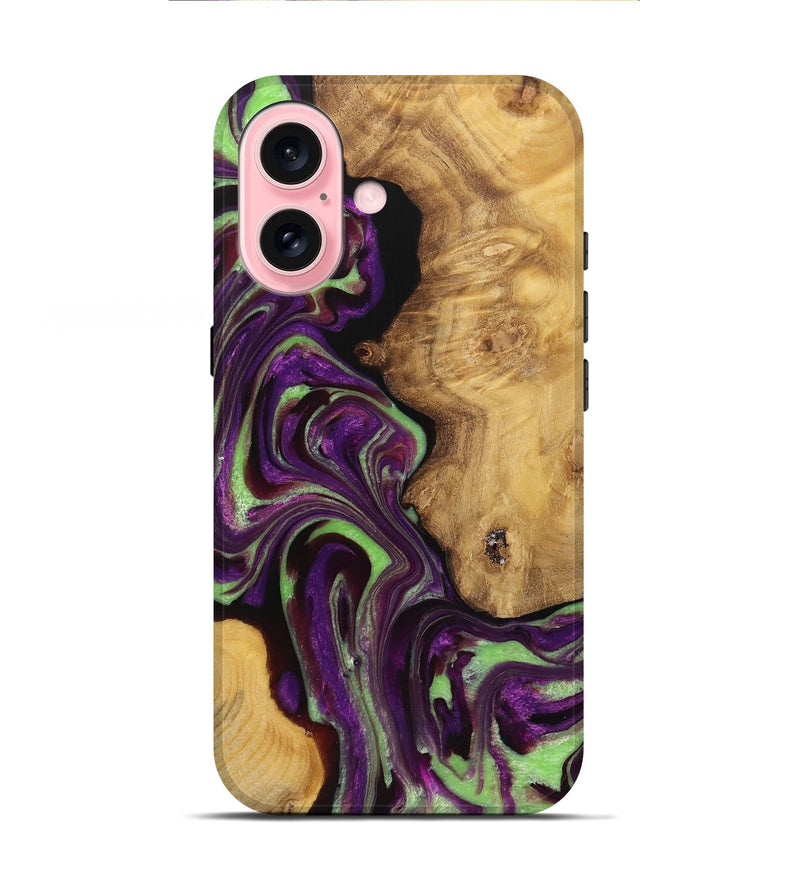 iPhone 16 Wood+Resin Live Edge Phone Case - Mario (Purple, 719304)