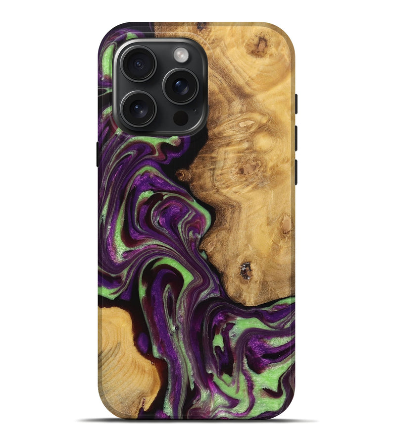 iPhone 16 Pro Max Wood+Resin Live Edge Phone Case - Mario (Purple, 719304)