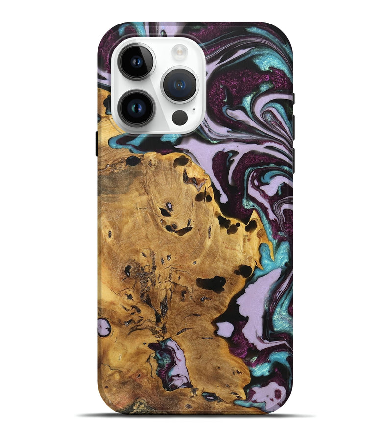 iPhone 15 Pro Max Wood+Resin Live Edge Phone Case - Lynda (Purple, 719305)