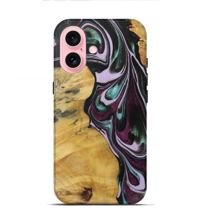 iPhone 16 Wood+Resin Live Edge Phone Case - Olivia (Purple, 719306)