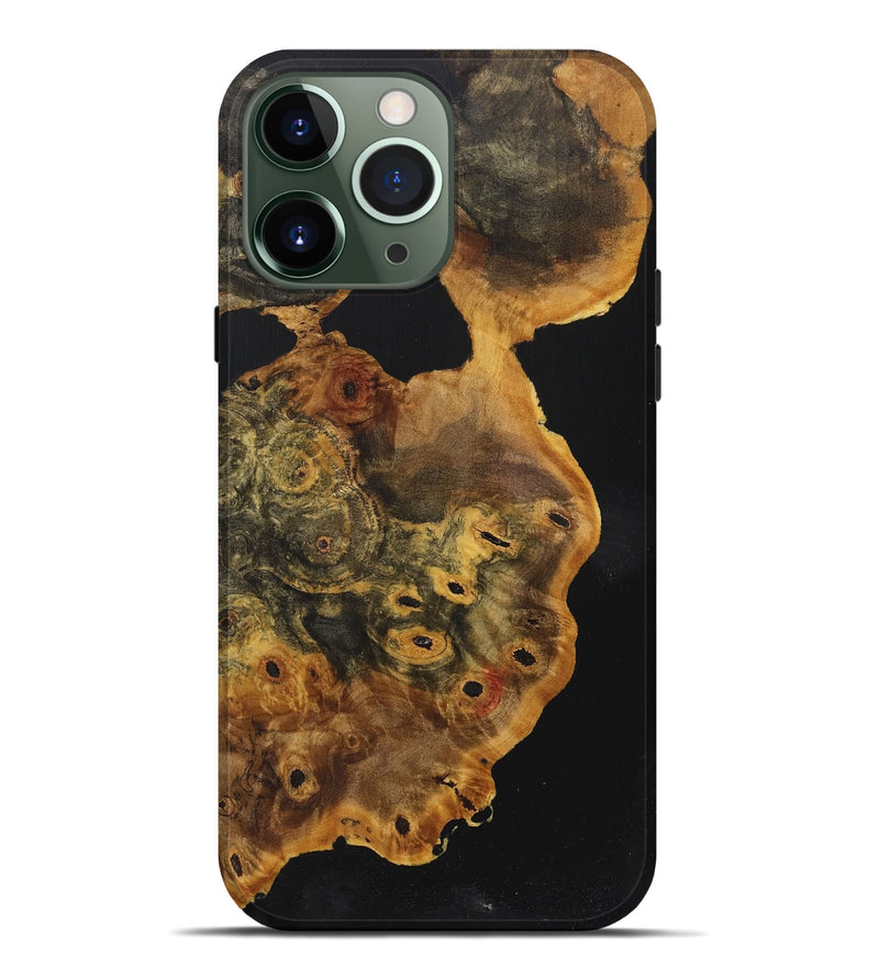 iPhone 13 Pro Max Wood+Resin Live Edge Phone Case - Prince (Pure Black, 719309)