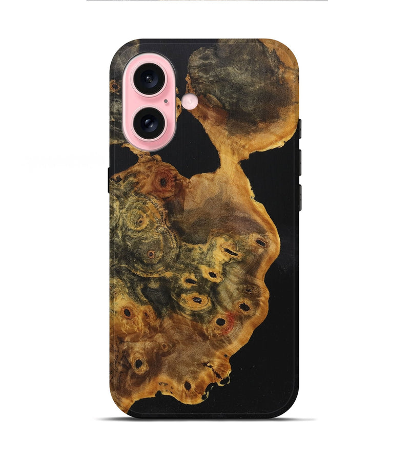 iPhone 16 Wood+Resin Live Edge Phone Case - Prince (Pure Black, 719309)