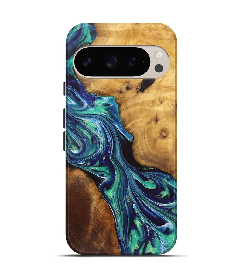 Pixel 9 Wood+Resin Live Edge Phone Case - Milo (Blue, 719313)