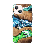 iPhone 14 Wood+Resin Live Edge Phone Case - Diana (Blue, 719316)