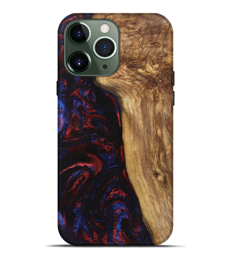 iPhone 13 Pro Max Wood+Resin Live Edge Phone Case - Raul (Red, 719317)