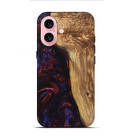 iPhone 16 Wood+Resin Live Edge Phone Case - Raul (Red, 719317)