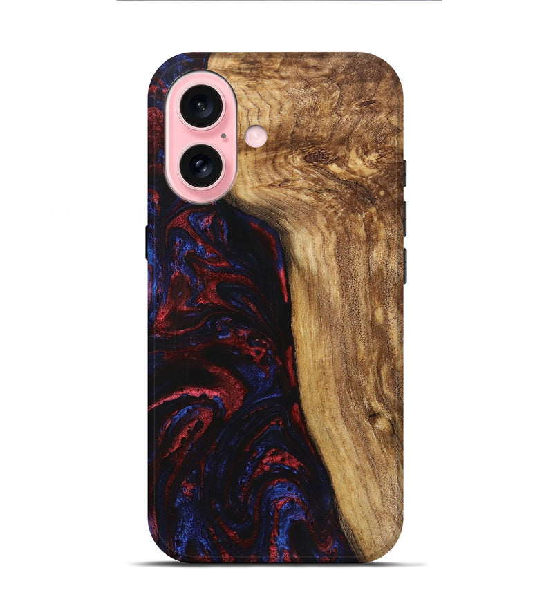 iPhone 16 Wood+Resin Live Edge Phone Case - Raul (Red, 719317)