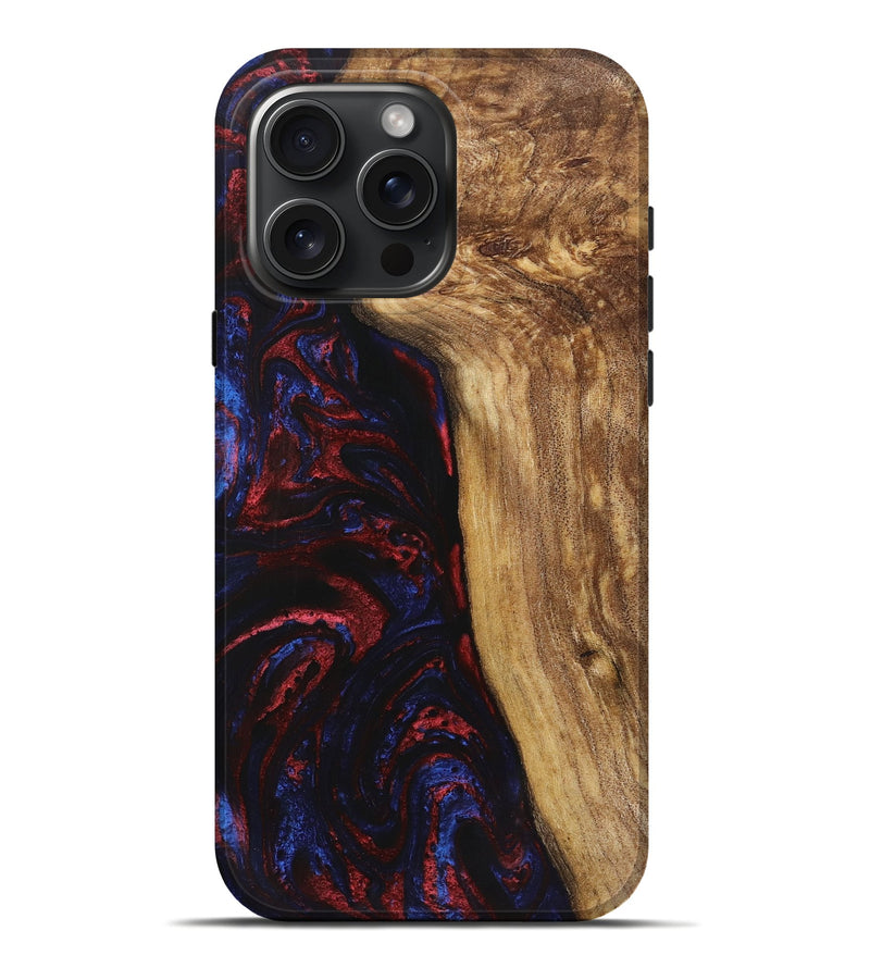 iPhone 16 Pro Max Wood+Resin Live Edge Phone Case - Raul (Red, 719317)